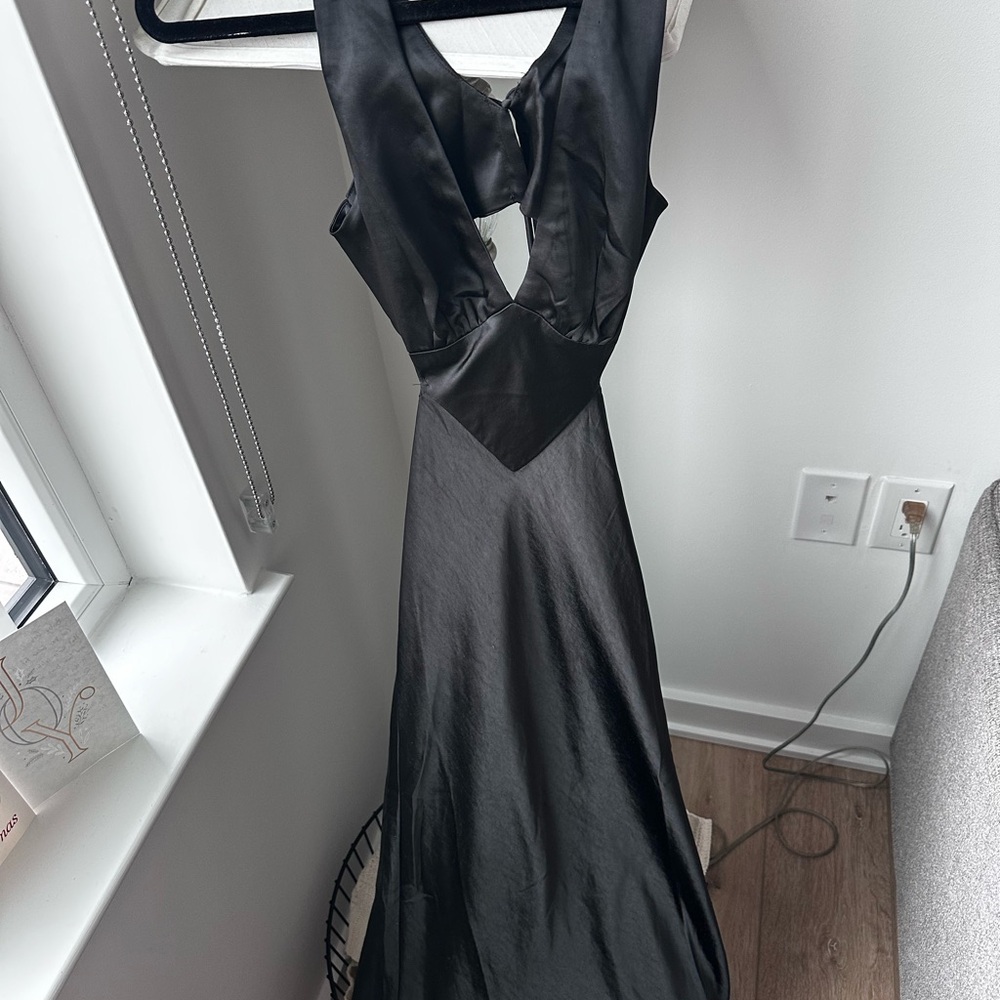 Black Backless Halter Gown for Cocktail Night Out